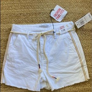 Celebrity Pink White Frayed Shirts W/ Rope Tie